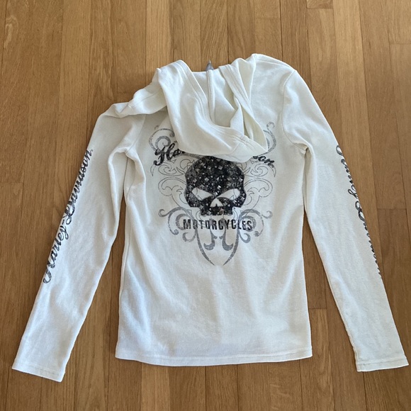 Harley Davidson Waffle Weave Hooded Size Small Top - Picture 14 of 14